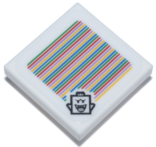 Tile, Modified 2 x 2 Inverted with Super Mario Scanner Code King Boo Pattern (Sticker) - Set 72038: {бял}