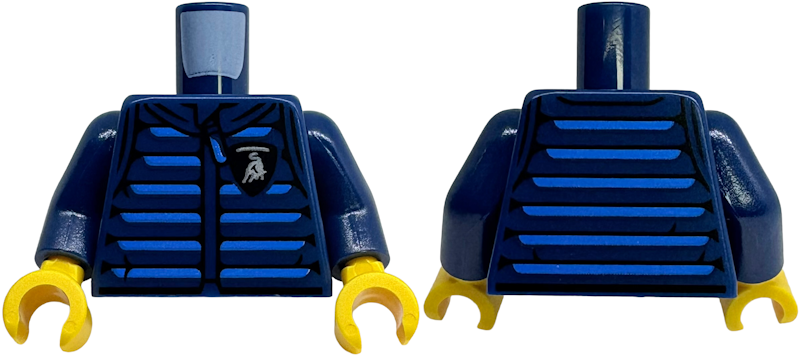 Torso Racing Jacket Silver Lamborghini Logo, Blue Zipper and Stripes, Black Trim Pattern / Dark Blue Arms / Yellow Hands: {земно син}