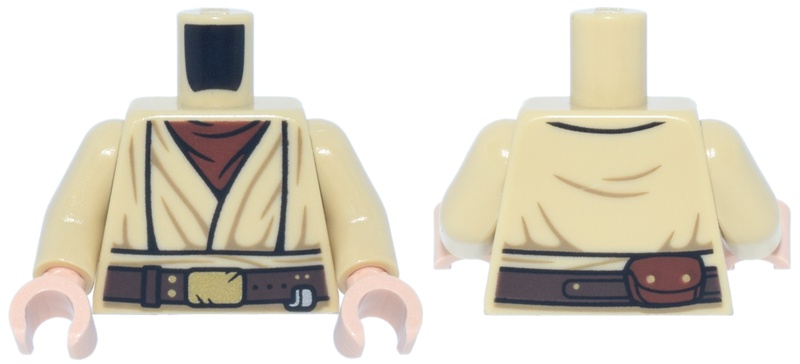 Torso SW Layered Shirt, Reddish Brown Undershirt, Dark Brown Belt with Gold Buckle and Silver Clip Pattern (SW Obi-Wan) / Tan Arms / Light Nougat Hands: {тухлено жълт}