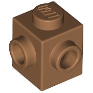 BRICK 1X1, W/ 2 KNOBS, CORNER: {умерен нуга}
