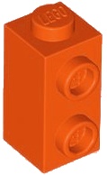 BRICK 1X1X1 2/3, W/ VERT. KNOBS: {червеникаво-оранжев}
