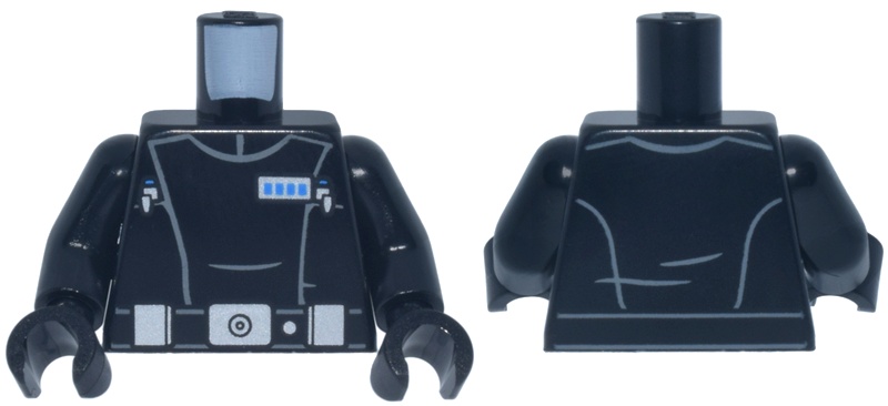 Torso SW Imperial Officer 25, Belt with Silver Buckle, Pouches and Dot, Blue Rank Badge, and 2 Code Cylinders, Horizontal Folds Pattern / Black Arms / Black Hands: {черен}