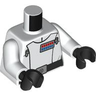 Torso SW Imperial Officer 24, Black Belt with Pouch, Silver Buckle and Dot, Red and Blue Rank Badge, and 2 Code Cylinders Pattern (Director Krennic) / White Arms / Black Hands: {бял}