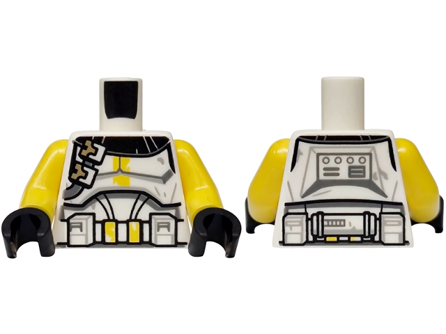 Torso SW Armor Clone Trooper, Dark Tan Buckles, Yellow Markings and White Pouches and Detailed Belt Pattern / Yellow Arms / Black Hands: {бял}