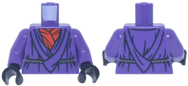 Torso SW Robe with Long Layered Collar with Folds and Creases over Red Shirt and Light Bluish Gray Rope Belt Pattern / Dark Purple Arms / Black Hands: {светло виолетов}