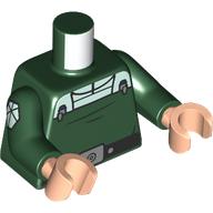 Torso SW Imperial Uniform, White Should Panel and Collar, Black Belt with Silver Buckle and Dot, 2 Code Cylinders Pattern / Dark Green Arm Left / Dark Green Arm Right with White Hexagon Symbol Pattern / Light Nougat Hands: {земно зелен}
