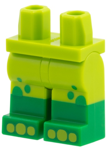 Hips and Legs with Molded Green Lower Legs / Boots, Bright Green Spots, Lime Toes Pattern: {ярко жълто-зелен}
