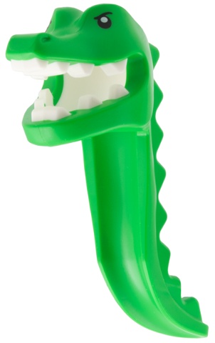 Minifigure, Headgear Head Cover, Costume Crocodile Head and Tail with Black Eyes and White Teeth Pattern: {ярко зелен}