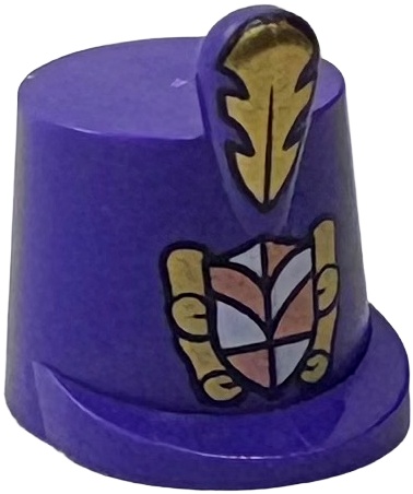 Minifigure, Headgear Hat, Imperial Guard Shako with Gold Feather Plume and Badge with Copper and White Shield Emblem Pattern: {светло виолетов}