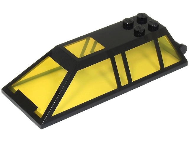Windscreen 10 x 4 x 2 Canopy with 4 Studs and Bar Handle with Molded Trans-Yellow Glass Pattern: {черен}