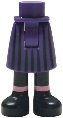 Mini Doll Hips and Skirt Mid-Length with Molded Black Legs / Boots and Printed Black Vertical Stripes, Bright Pink Socks Pattern - Thick Hinge: {светло виолетов}