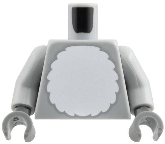 Torso White Round Fur Belly Pattern / Light Bluish Gray Arms / Dark Bluish Gray Hands: {умерено каменно сив}