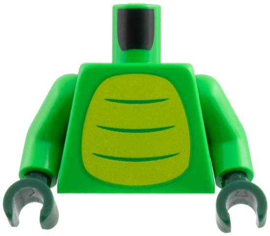Torso Lime Belly with 3 Bright Green Stripes Pattern / Bright Green Arms / Dark Green Hands: {ярко зелен}