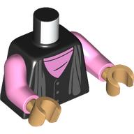 Torso Vest, Bright Pink Shirt, Dark Bluish Gray Scarf and Buttons Pattern / Bright Pink Arms / Medium Tan Hands: {черен}