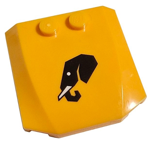 Wedge 4 x 4 x 2/3 Triple Curved with Black Elephant Head Profile with White Eye and Tusk Pattern: {огнено жълто-оранжев}