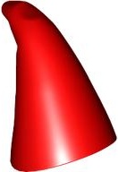 Minifigure, Headgear Hat, Cone Drooping, Wizard: {ярко червен}