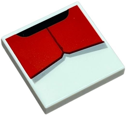 Tile 2 x 2 with SW Shock Trooper Red Armor Plates with Black and Light Bluish Gray Edges Pattern: {бял}