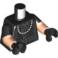 Torso White Pearl Necklace, Light Bluish Gray Scarf Outline, Buttons, Belt and Wrinkles Pattern / Light Nougat Arms with Molded Black Short Sleeves / Black Hands: {черен}