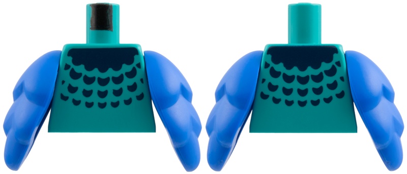 Torso Dark Blue Collar and Plumage Pattern / Blue Bird Wings: {ярко синьо-зелен}