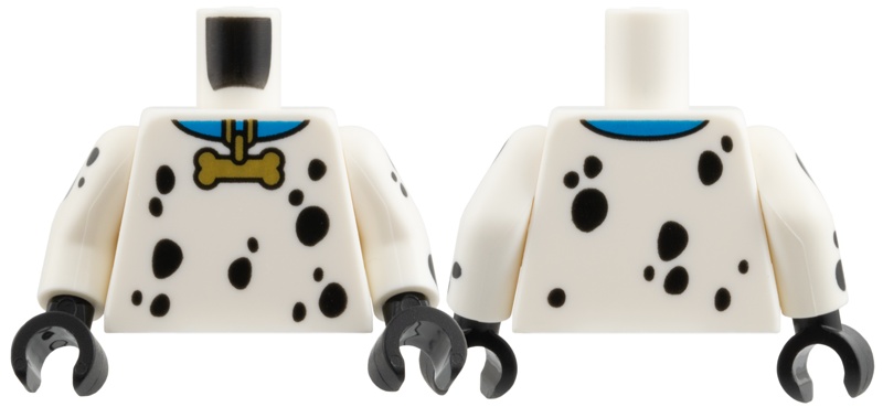 Torso Blue Collar with Gold Bone Tag, Black Spots Pattern / White Arms with Black Spots Pattern / Black Hands: {бял}