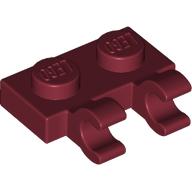 PLATE 1X2 W/HOLDER, VERTICAL: {нов тъмно червен}