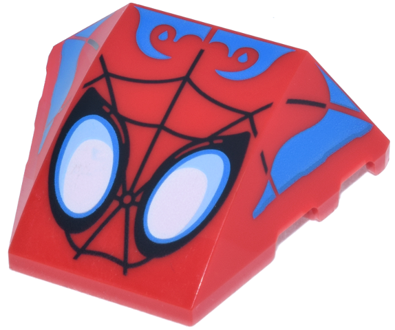 Wedge 4 x 3 Triple Curved No Studs with White and Bright Light Blue Eyes, Black Spider Web and Blue Swirls Pattern: {ярко червен}