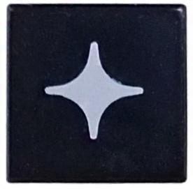 Tile 1 x 1 with White Star / Sparkle Large Pattern: {черен}