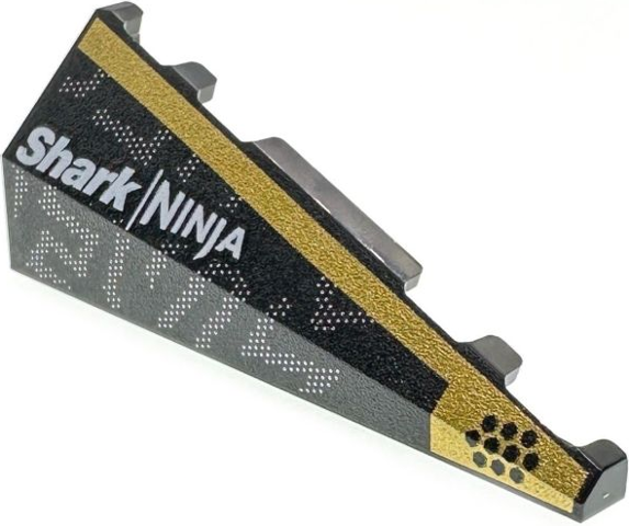 Wedge 5 x 2 Left with White 'Shark' and 'NINJA' Logos, Silver Dots and Gold Stripe Pattern: {черен}