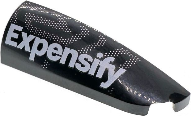 Slope, Curved 4 x 1 Right with White 'Expensify' Logo and Silver Dots Pattern: {черен}