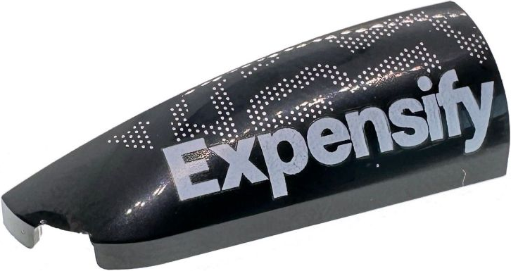 Slope, Curved 4 x 1 Left with White 'Expensify' Logo and Silver Dots Pattern: {черен}
