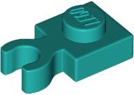 Plate, Modified 1 x 1 with Open O Clip Thick (Vertical Grip): {ярко синьо-зелен}