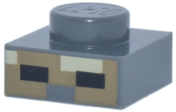 Plate 1 x 1 with Pixelated Tan and Black Rectangles on Dark Tan Background Pattern (Minecraft Micromob Husk Face): {тъмно каменно сив}