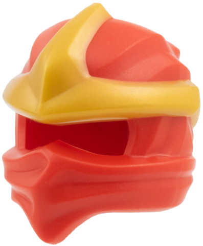 Minifigure, Headgear Ninjago Wrap Type 11 with Molded Large Pearl Gold 3 Point Emblem Pattern: {ярко червен}