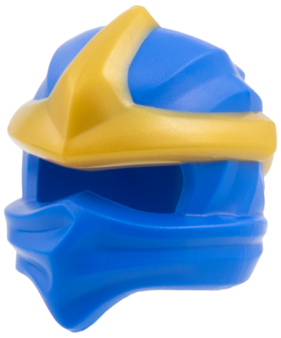 Minifigure, Headgear Ninjago Wrap Type 11 with Molded Large Pearl Gold 3 Point Emblem Pattern: {ярко син}