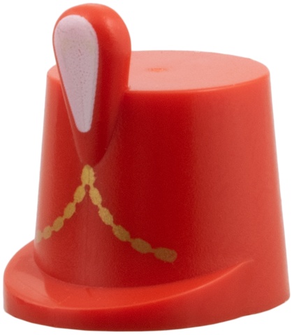 Minifigure, Headgear Hat, Imperial Guard Shako with White Feather Plume and Gold Braided Chevron Pattern: {ярко червен}