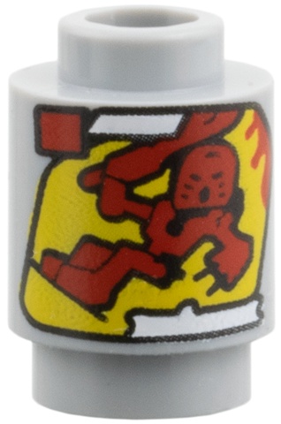 Brick, Round 1 x 1 with 8534-1 Bionicle Toa Tahu Cannister Pattern: {умерено каменно сив}