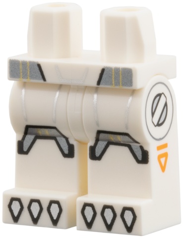 Hips and Legs with Silver Belt, Chevron Knee Pads, and Claws, Gold Trim, Orange Triangles on Side Pattern: {бял}