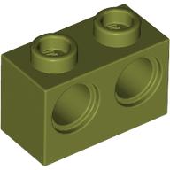 BRICK 1X2 M. 2 HOLES Ã˜ 4,87: {маслинено зелен}