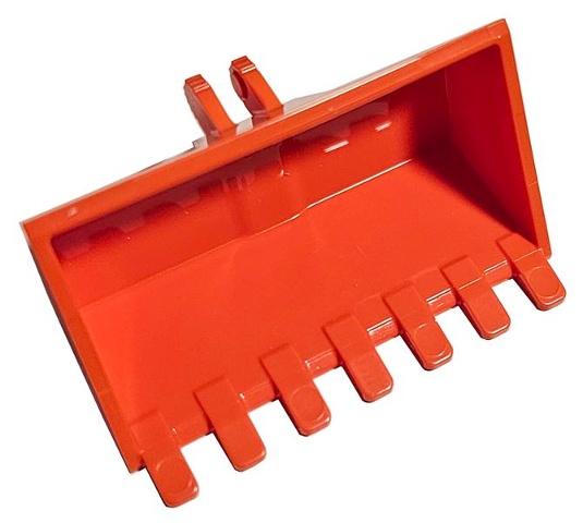 Vehicle, Digger Bucket 7 Teeth 3 x 6, Rise Inside with Locking 2 Finger Hinge: {червеникаво-оранжев}