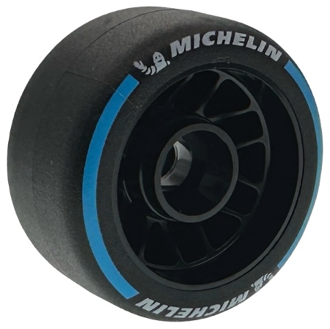 Wheel 24 x 13.4 with Pin Hole with Molded Black Hard Rubber Tire and Printed White Michelin Logo and Dark Azure Arcs Pattern: {черен}