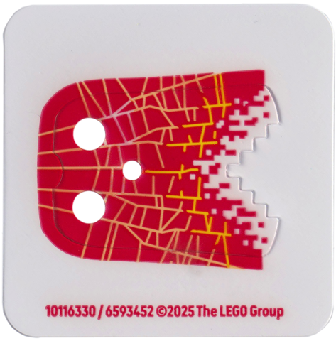 Minifigure Cape Plastic, Stepped Edge with Yellow Lines on Red Pixelated Background Pattern: {прозрачен}