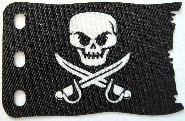 Cloth Flag 7 x 5 Jagged Edge with Skull and Crossed Cutlasses (Jolly Roger) Pattern on Both Sides: {черен}