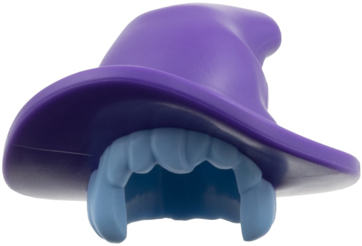 Minifigure, Hair Combo, Hair with Hat, Shoulder Length with Molded Dark Purple Floppy Witch Hat Pattern: {светло кралско син}
