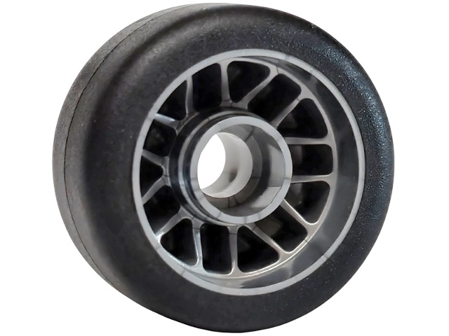 Wheel 24 x 13.4 with Pin Hole with Molded Black Hard Rubber Tire Pattern: {сребърно метален}
