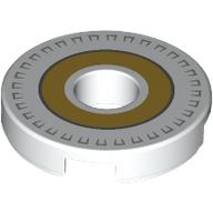 FLAT TILE 2X2, ROUND, W/ HOLE, NO. 18: {бял}