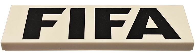 Tile 2 x 6 with Black 'FIFA' Pattern: {бял}