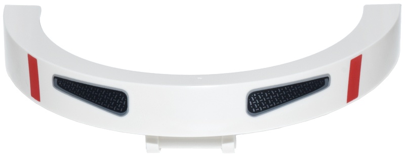 Vehicle, Mudguard 10 x 5 with Bar Handle with Black and Silver Air Vents and Red Lines Pattern: {бял}