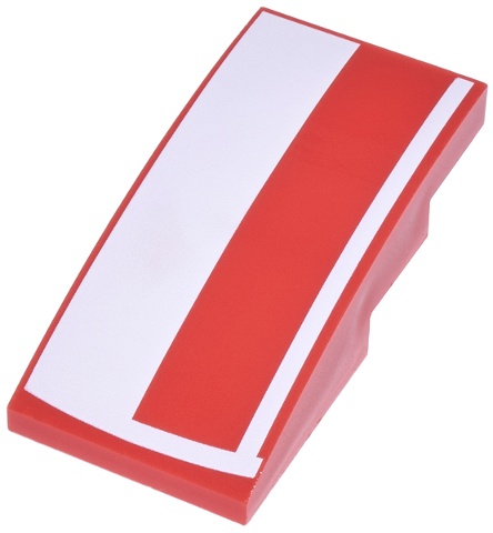 Slope, Curved 4 x 2 with White Rectangle and Lines Pattern: {ярко червен}