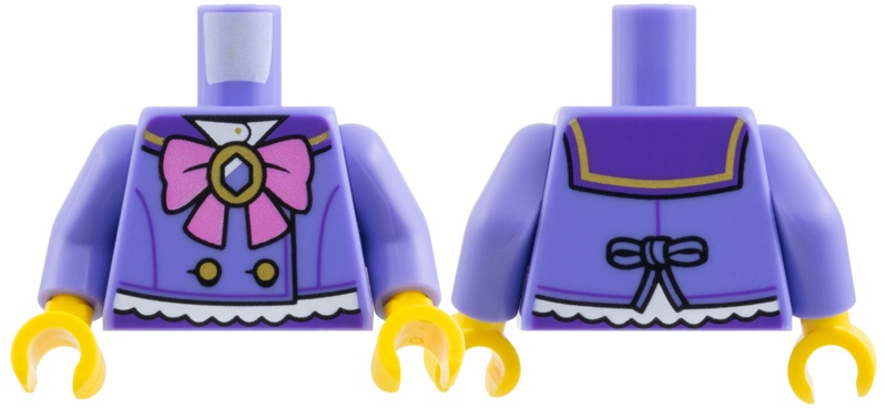 Torso Dark Purple Collar, Dark Pink Bow, Gold Buttons and Broach Pattern / Blue Violet Arms / Yellow Hands: {синьо виолетов}