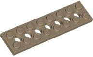 Technic, Plate 2 x 8 with 7 Holes: {пясъчно жълт}